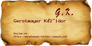 Gerstmayer Káldor névjegykártya